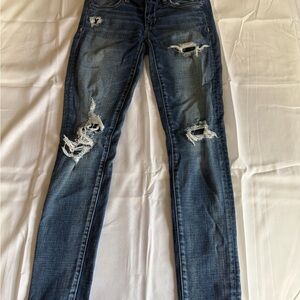 American Eagle Super Stretch Ripped Jeggings Size 2 — Skinny Fit